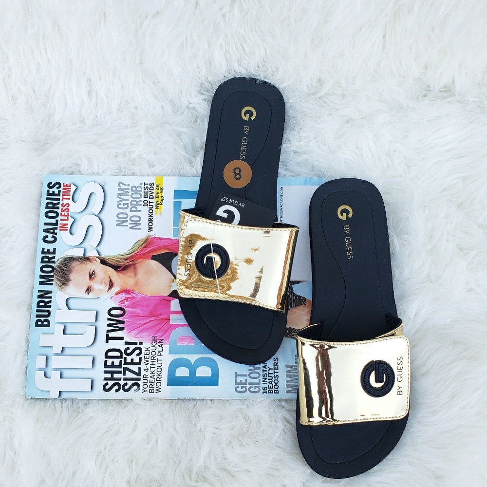 Guess Metallic Logo Summer Slide Sandals